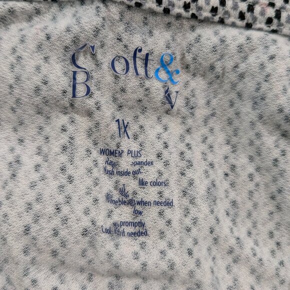 Croft & Barrow Women's Blouse, Plus Size 1X, Gray Black Pink Side Knot Stretchy - Picture 11 of 12